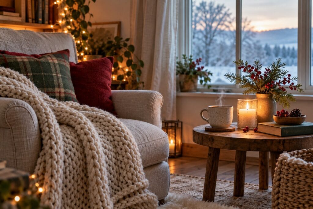 Quiet armchair and tea for a slow December morning